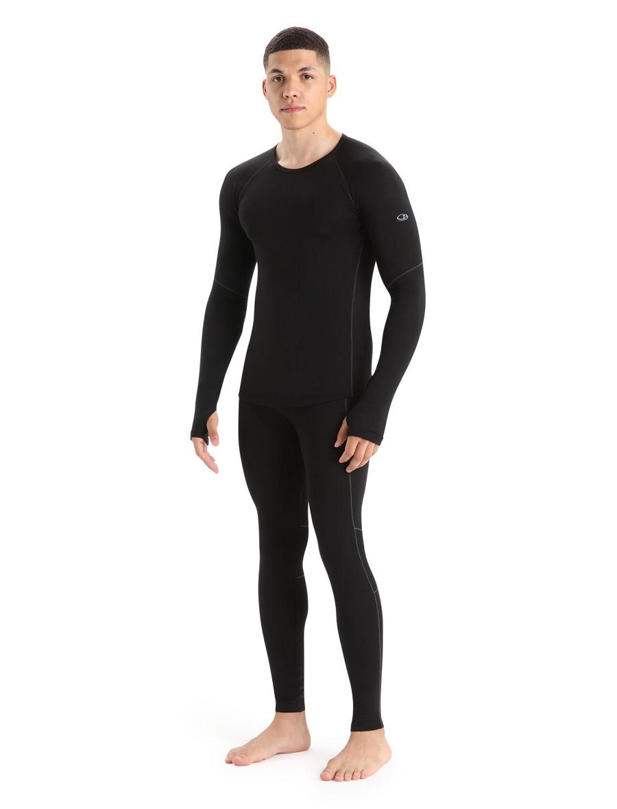 Icebreaker BodyfitZone™ Merino 150 Zone Long Sleeve Crewe Thermal Top Miesten Base Layers Mustat | FI 1363TCEV